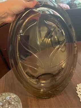 Pyrex Smoky Brown Glass Serving Platter